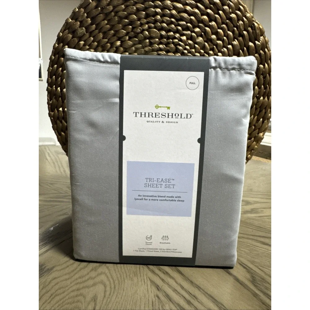 Threshold TRI EASE Super Soft Microfiber Full Sheet‎ Set - Gray (4PC) BRAND NEW